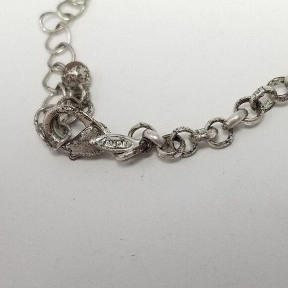 Vintage Avon Unique Chain Necklace, Ring Cluster Design, Silver Tone, Estate - Picture 4 of 5